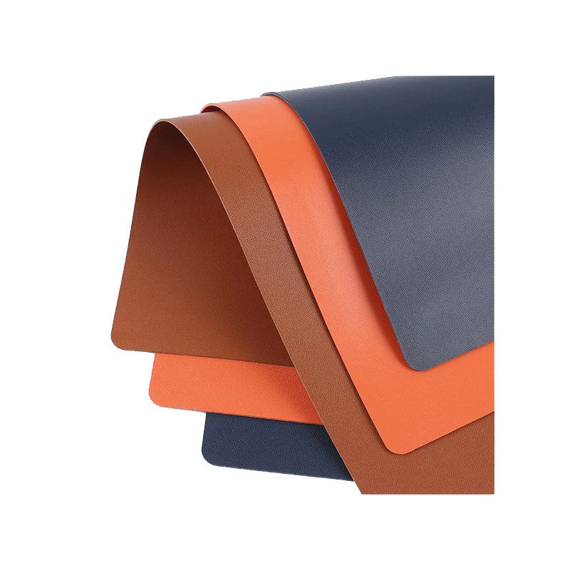 Nordic popular plain leather placemats for kids double-sided durable rectangle thermal insulation placemat home decor table mats