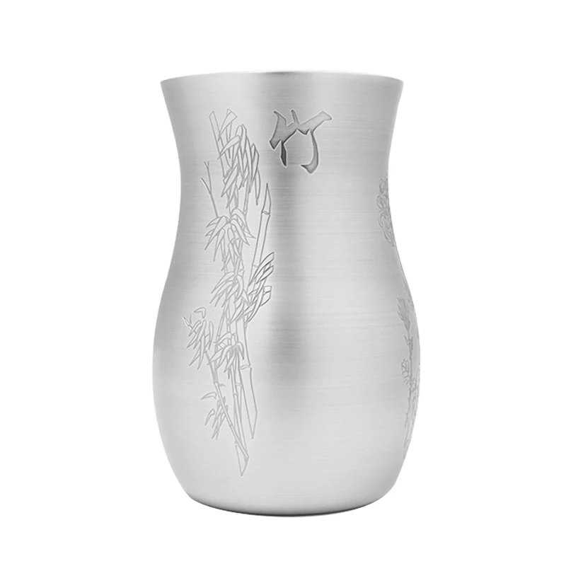 304 Stainless Steel 550ml Wine Decanter Unique Embossed Rotatable Metal Wine Glass Decanter High Quality New Design