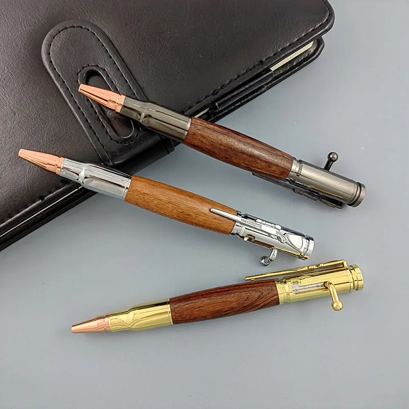 Outlet bolt wood creative decompression bullet bolt switch ballpoint pen