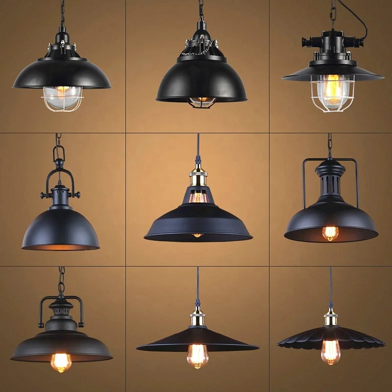 Retro lamps and lanterns industrial style   creative single-head iron led chandeliers & pendant lights