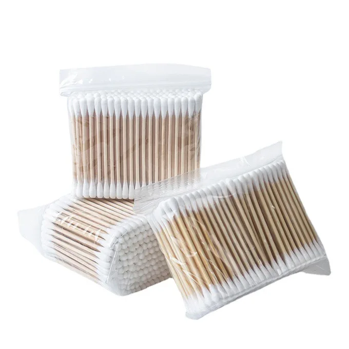 100 PCS/Pack двойной головкой ватные тампоны для женщин Макияж хлопковая Швабра уборки Деревянный палочки нос уши чистящие средства