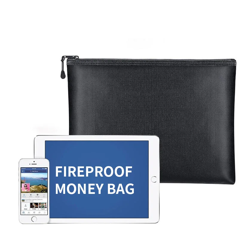 2024 New arrival Bank Fireproof Pouch Money Bag Waterproof File Safe Bag With Zipper