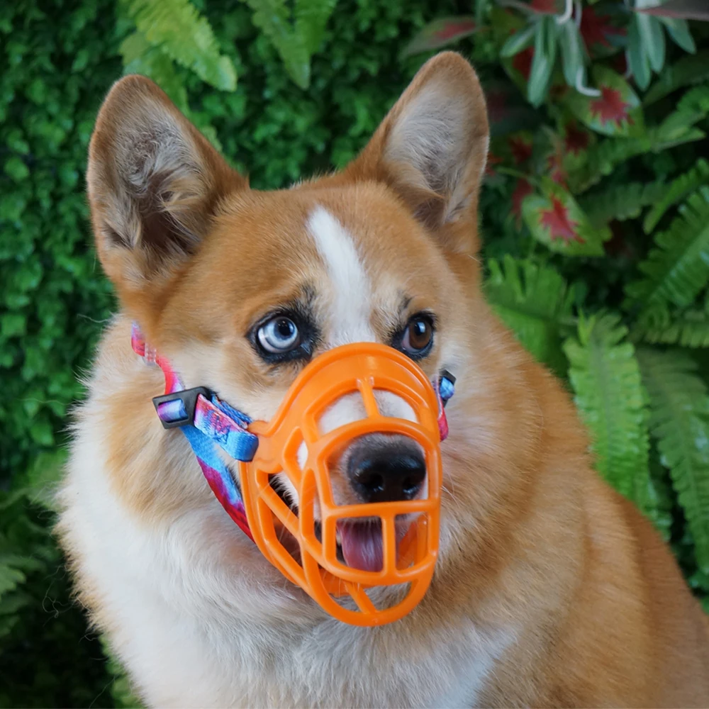 Wholesale Breathable Soft Mesh Pet Protect Mouth Muzzle Smiley Face Dog Muzzles