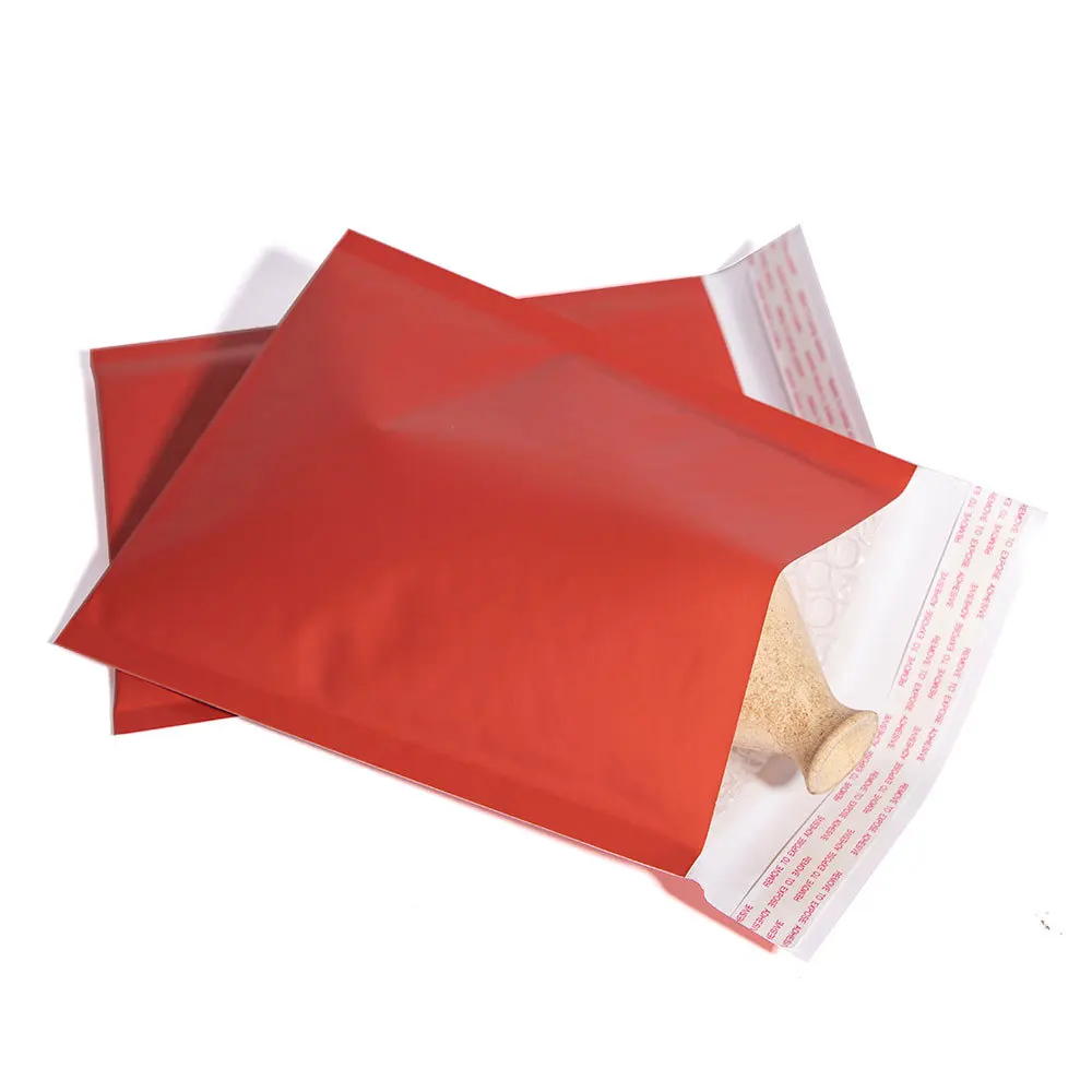 Red Waterproof Kraft Paper Bubble Envelopes Bags Mailers Padded Shipping Envelope With Bubble Mailing Bag
