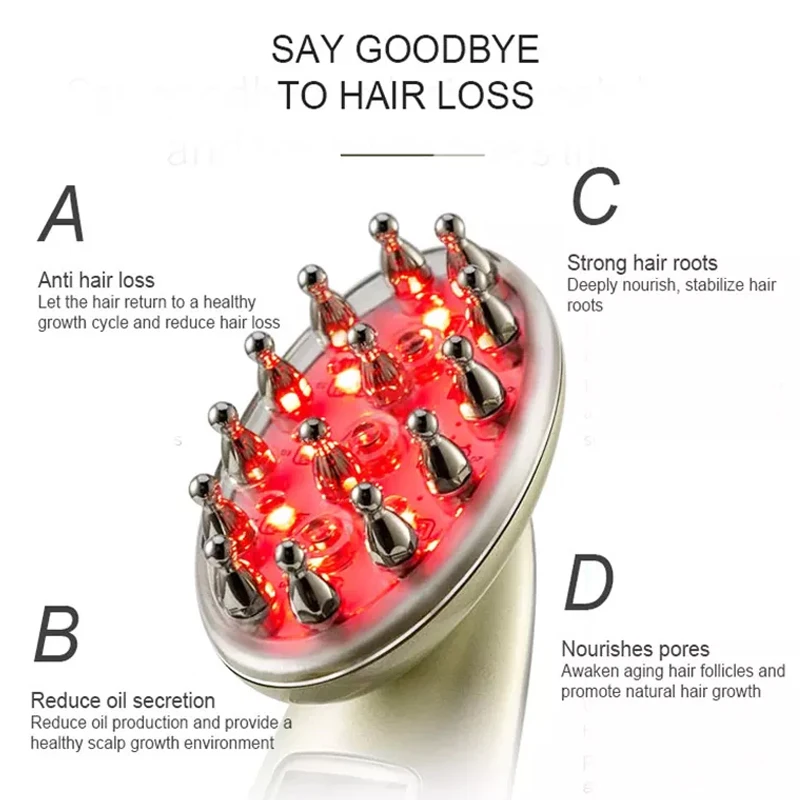 Amazon Hot Sale Ems Laser Hair Growth Comb RF Anti Hair Loss Therapy Massager Liquid Oil Applicator Laser Comb For Hair Growth