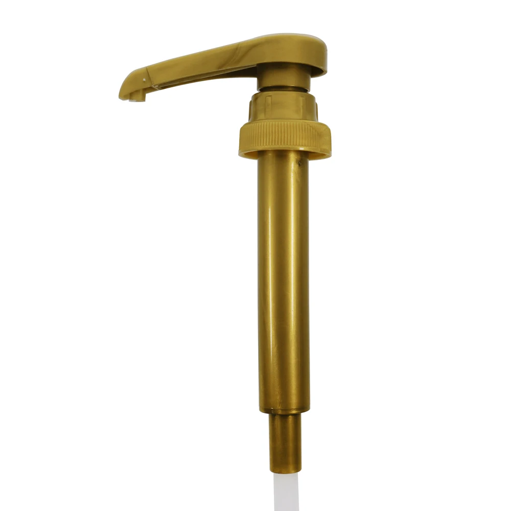 Smooth Screw Surface Golden Plastic 28/400 Syrup Pump for Food Sauce Dispenser Bottle