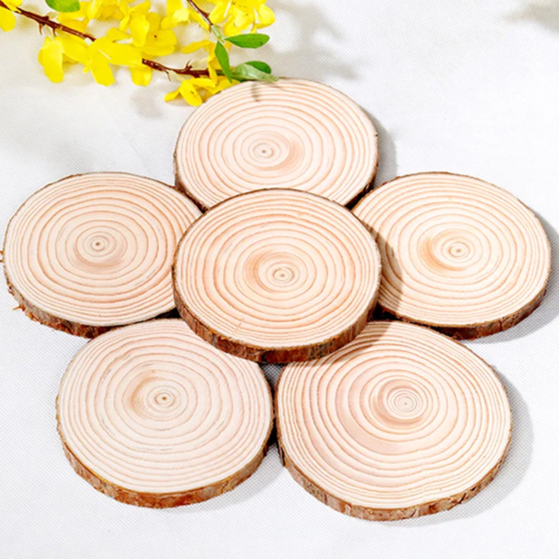 Wholesale Customize Rustic DIY Natural Round Wood Pine Tree Slices table mat for Christmas decorations
