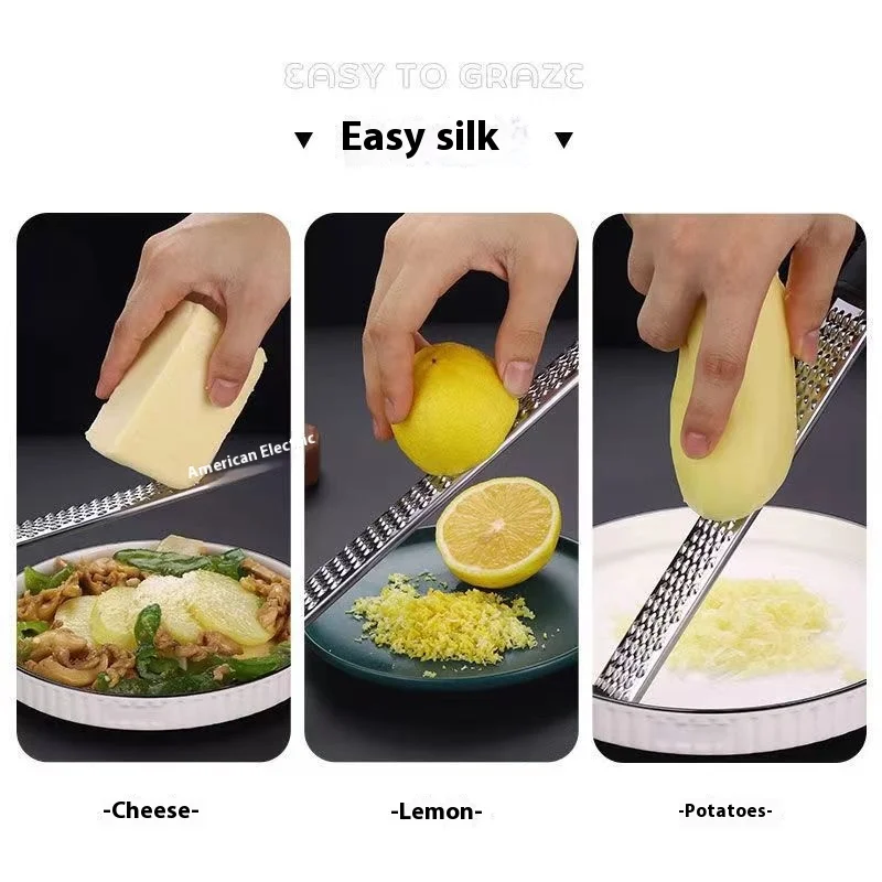 Kitchen Stainless Steel Fruit Cheese Cutter Shredder Chocolates Grater With Wood Handle