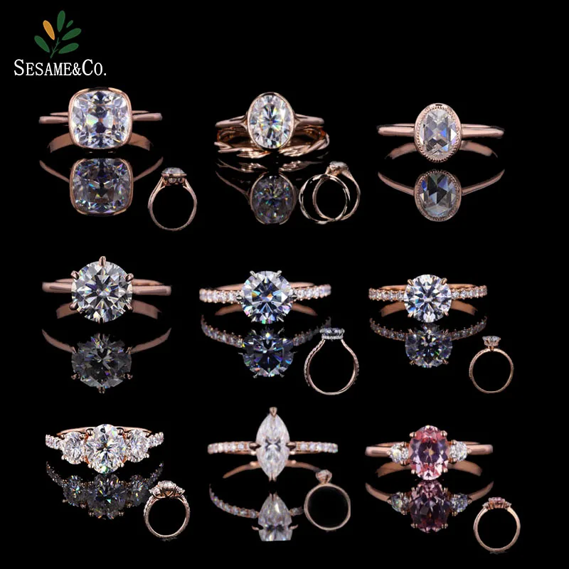 Factory Custom moissanites diamond jewelry 9K 10K 14K 18k soild gold engagement wedding ring