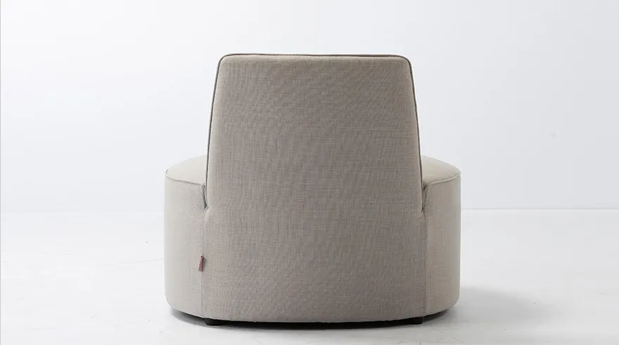 European Style Upholstered Round Fabric Sofa Barrel Chair Lazy Sofa Floor Chair