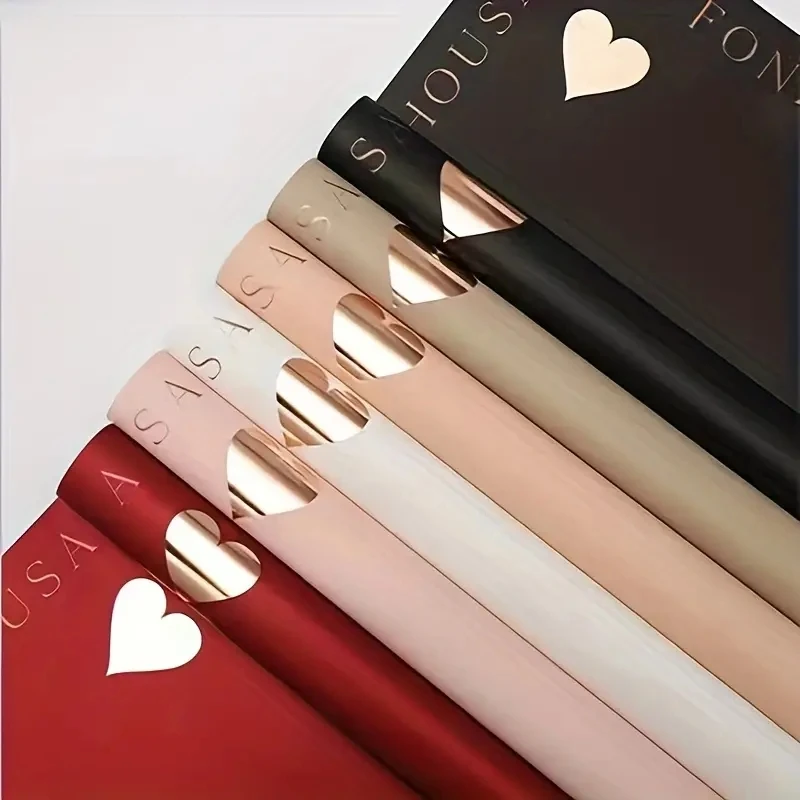 New bronzing love matte film waterproof flower wrapping paper bouquet packaging materials supplies