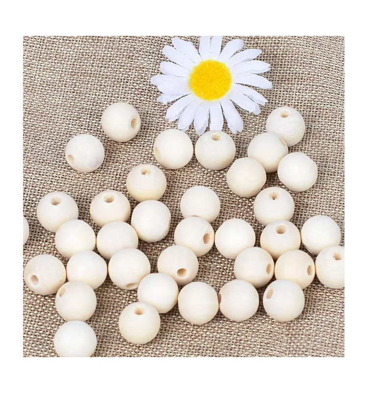 6mm 8mm 10mm 12mm 14mm 16mm 20mm Unfinished Natural Solid Round Wood Spacer Bead Wooden Loose Bead Ball for DIY Crafts