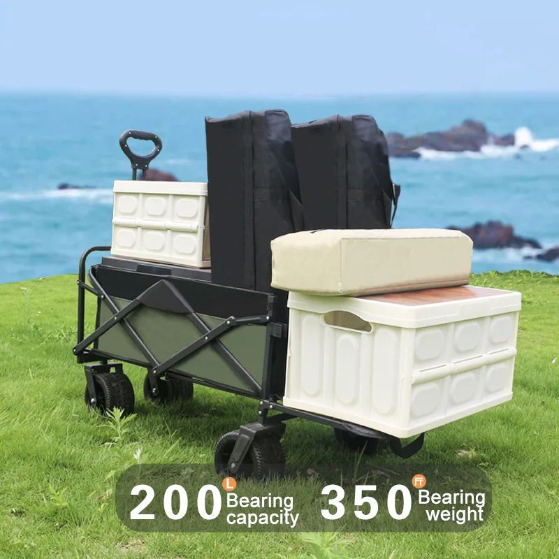 Foldable 150L Large Capacity Shopping Cart Portable Household Camping Oxford Cloth Cart Multi-function Adjustable Handle Cart