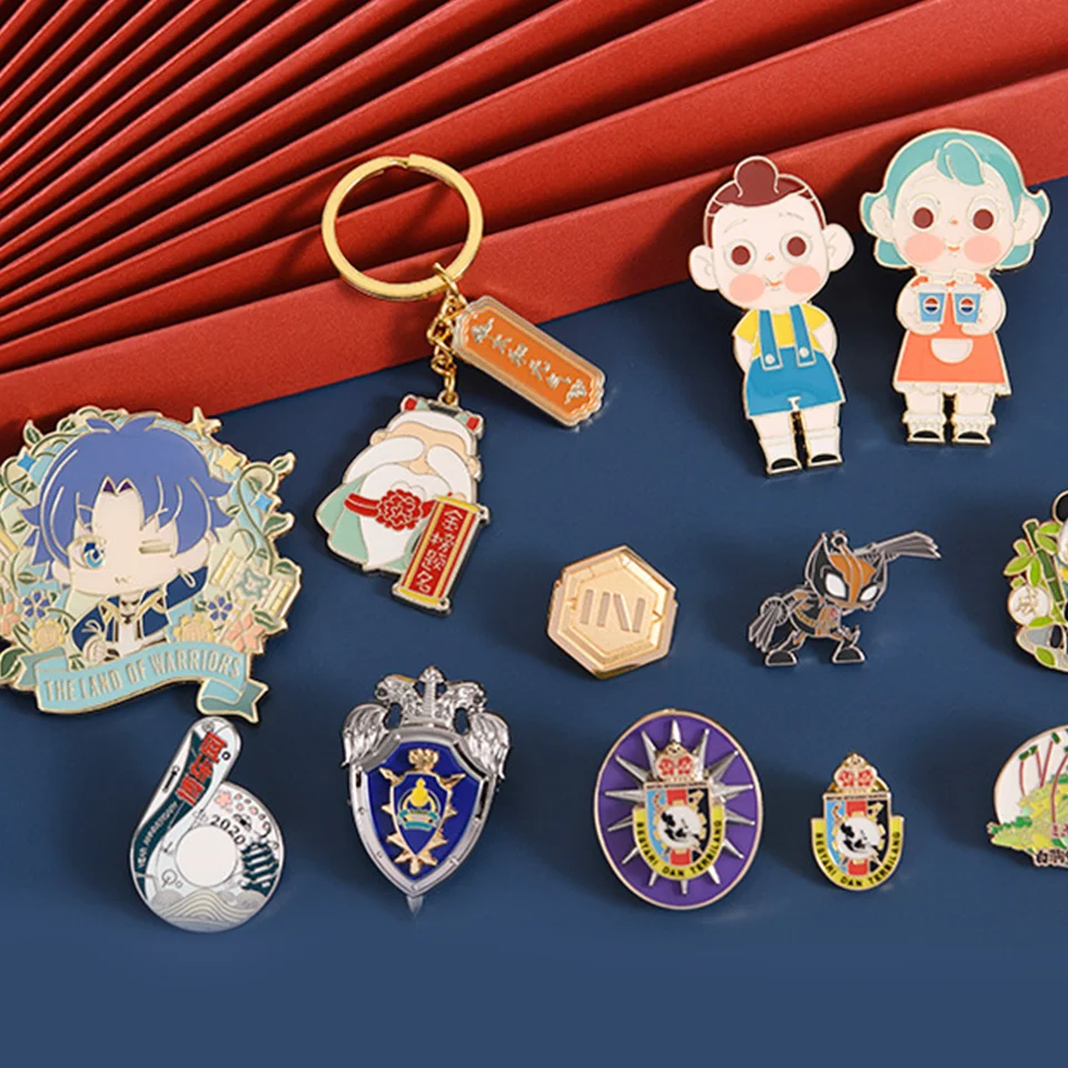 Wholesale Cheap Custom LOGO Lapel Collar Alloy Brooch Anime Enamel Safety Pin Metal Name Badge for Gift