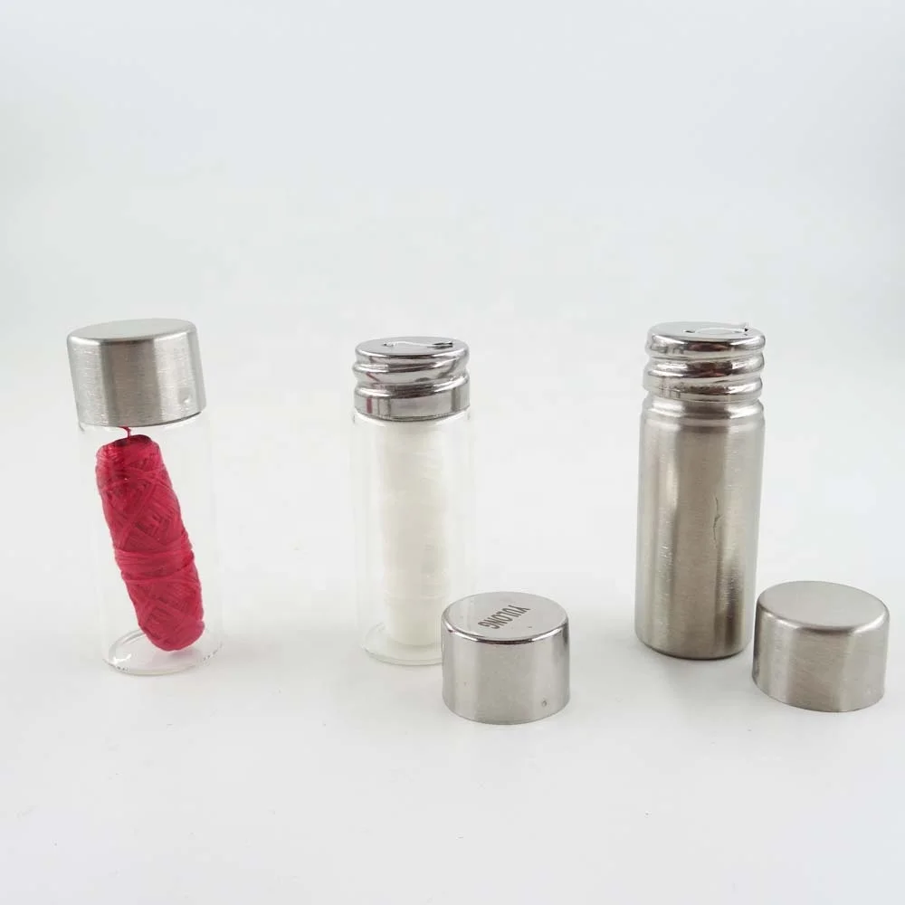 Vegan Bamboo Charcoal Dental Floss in double lids glass tube