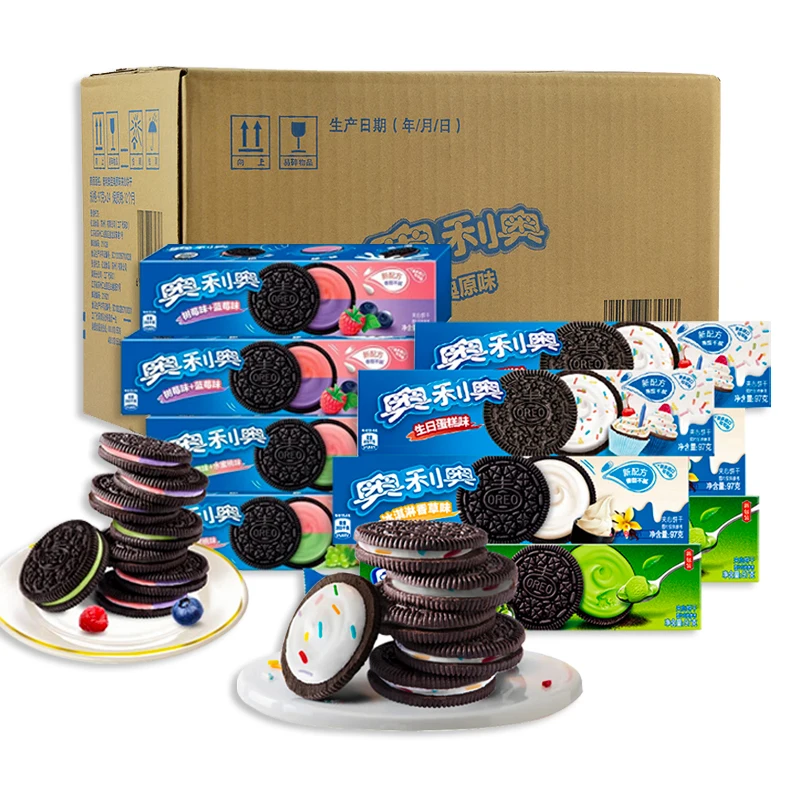 Экзотические закуски оптом 97 г различных вкусов китайского печенья Oreos сэндвич печенье сладости