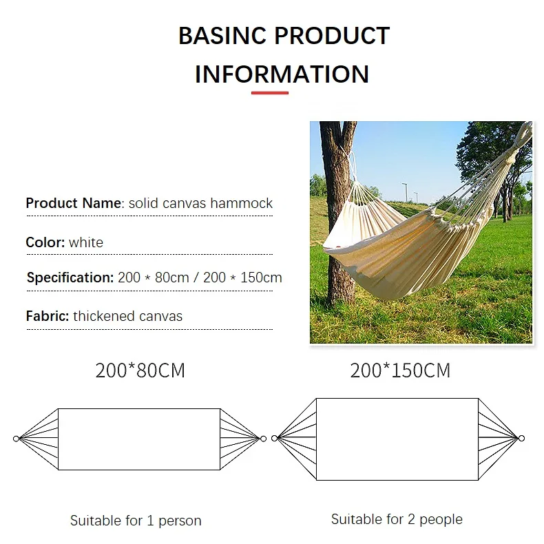 2021 High Quality white canvas hammock outdoor camping