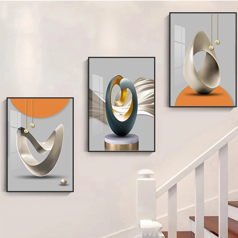 Huamiao Настенная картина в рамке для гостиной фантазийный пейзаж стеклянная живопись