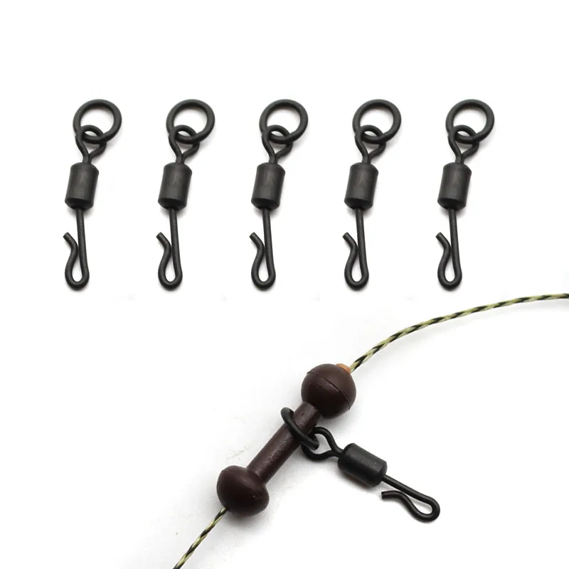 Quick Change Flexi Ring Swivels with Ring Hook UK Size 8  and 11Carp Fishing Accessories QC Kwik Swivels Chod Ronnie Rig