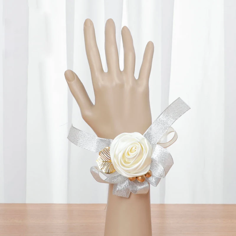 KS-286 Wedding Ribbon Wrist Corsage for Bride Bridesmaid Hand Flower for Party Prom Wedding Festival