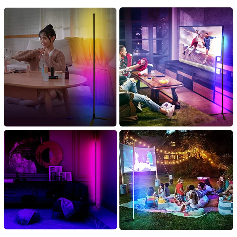 Cheap LED Standing Floor Lamp APP Control RGB Changing Color Wall Corner Effect Smart Decoration Ambient Lighting