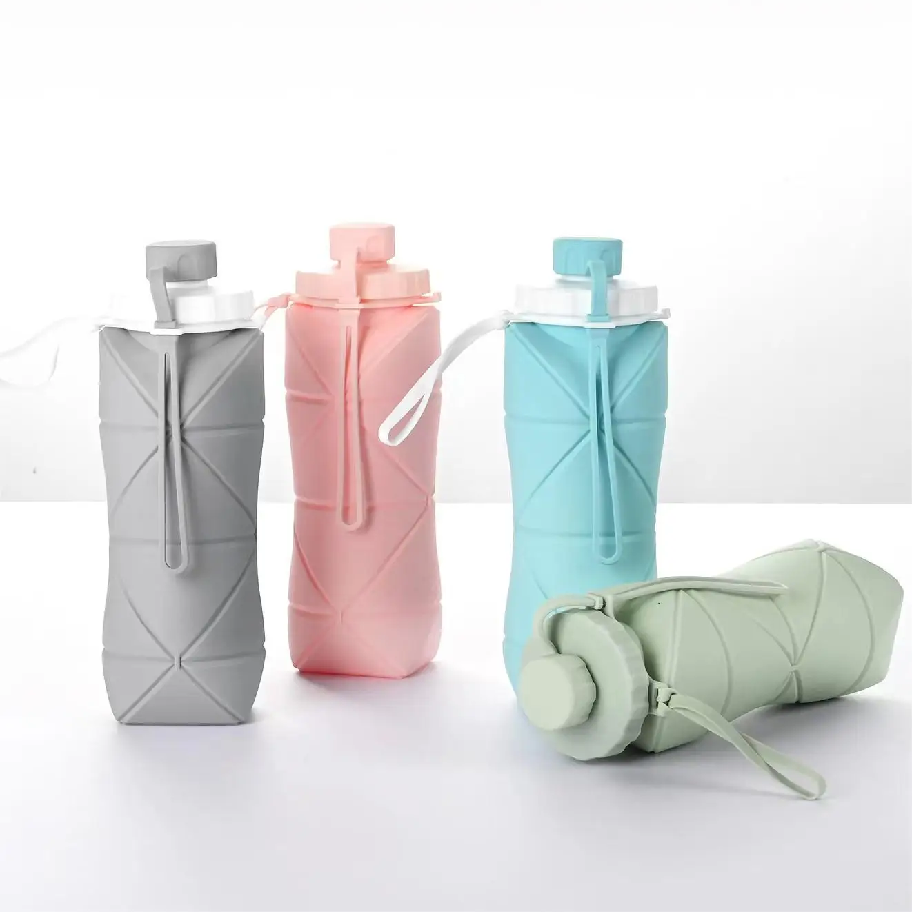 High Quality Portable Outdoor Sport Children Foldable Collapsible BPA Free Silicone Drinkware Travel Camp Water Bottles