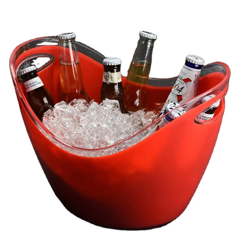 Spot transparent ingot plastic small ingot champagne bucket 4 L double layer ice bucket foreign wine ice grain bucket