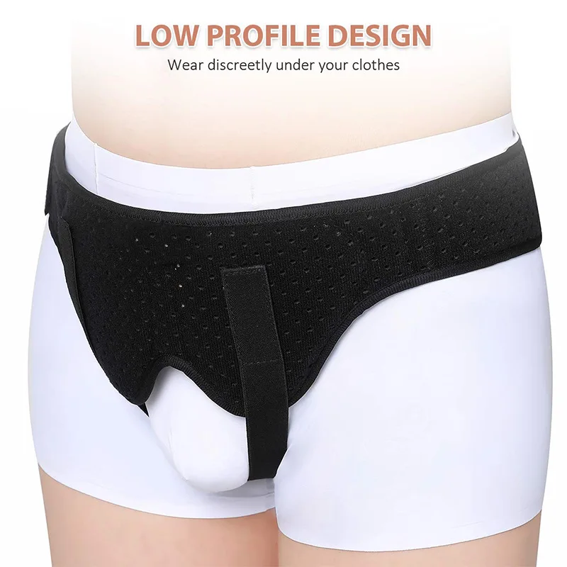 Men medical ostomy groin support truss bi-lateral compression pads inguinal hernia belt