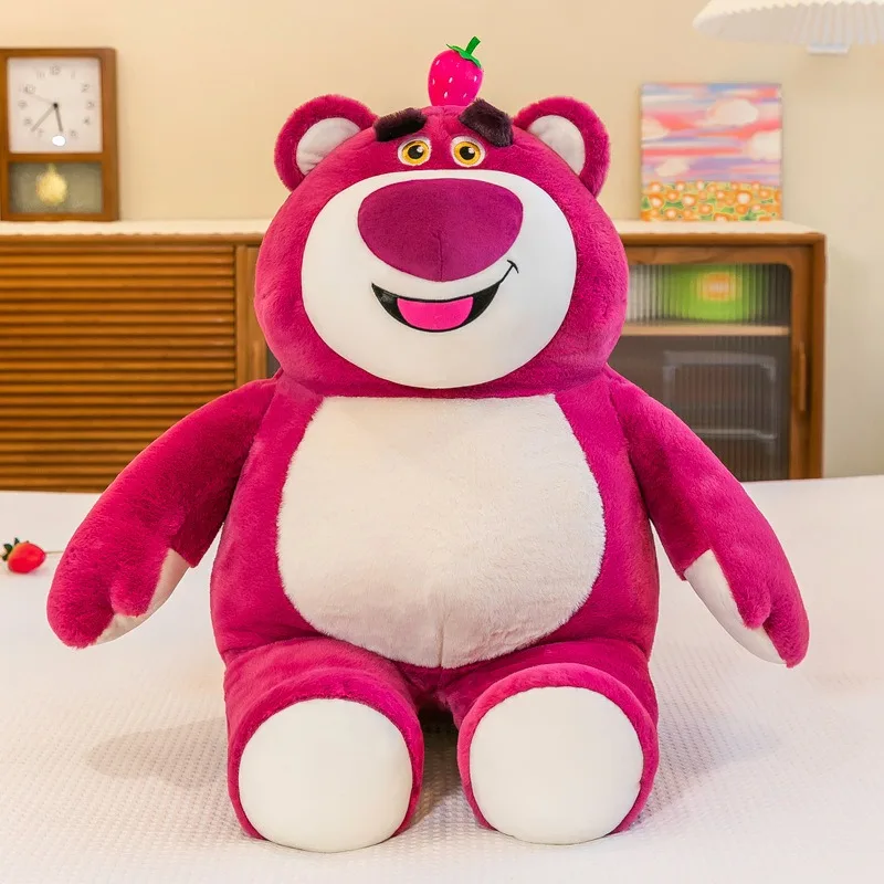 Large Strawberry Bear Plush Toy Soft Sleeping Pillow and Wedding Supplies Manufacturer Wholesale for Birthday Celebrations