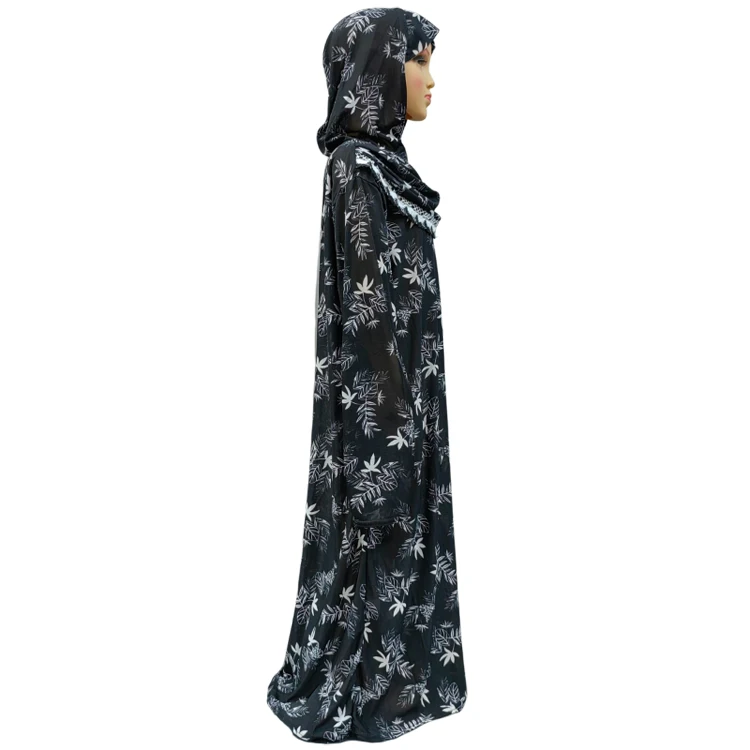 One Pieces Muslim Girls Hooded Dress Kids Abaya Hijab Islamic Children Prayer Gown Kaftan Ramadan Muslim Clothing Robe For Child