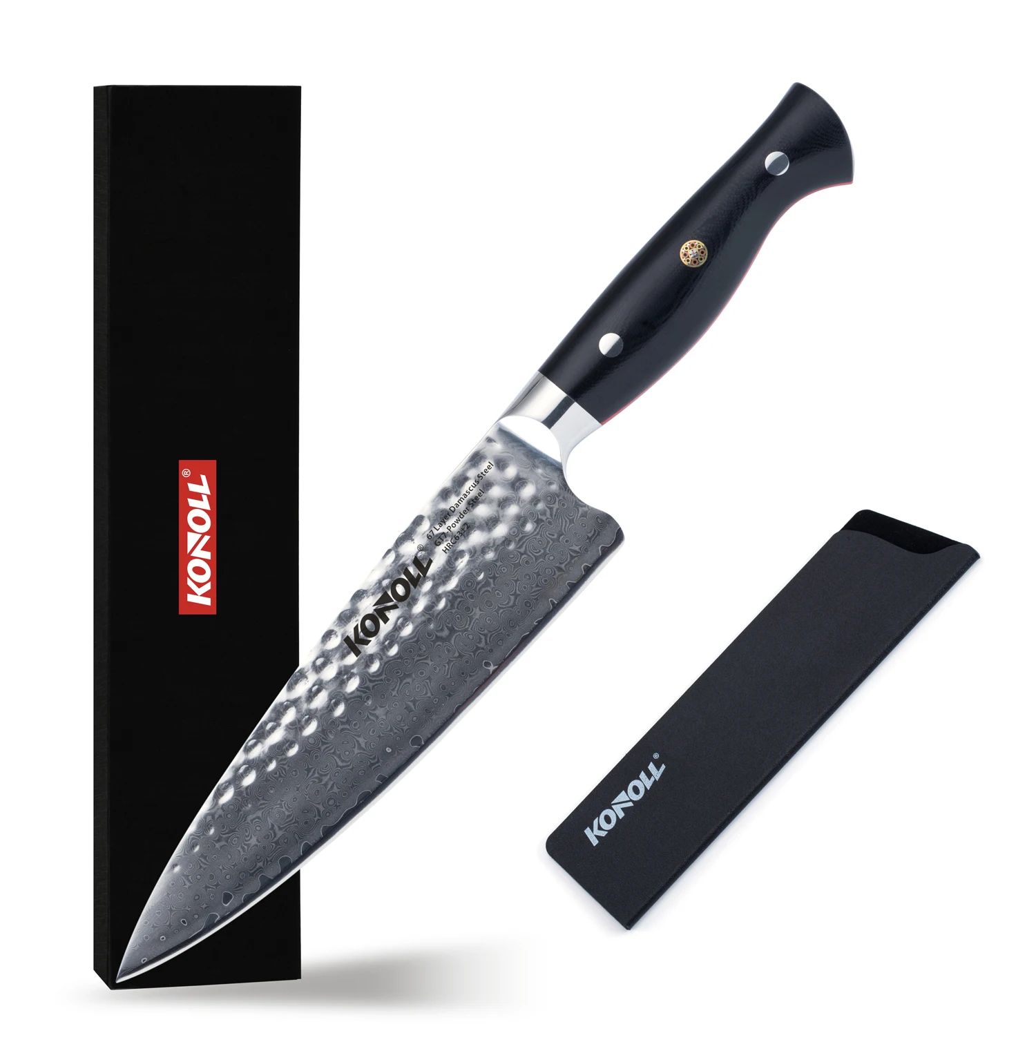 Damascus Chef Knife 8 Inch Black Handle VG 10 High Carbon Stainless Steel Hammer Kitchen Knives Packed In Gift Box