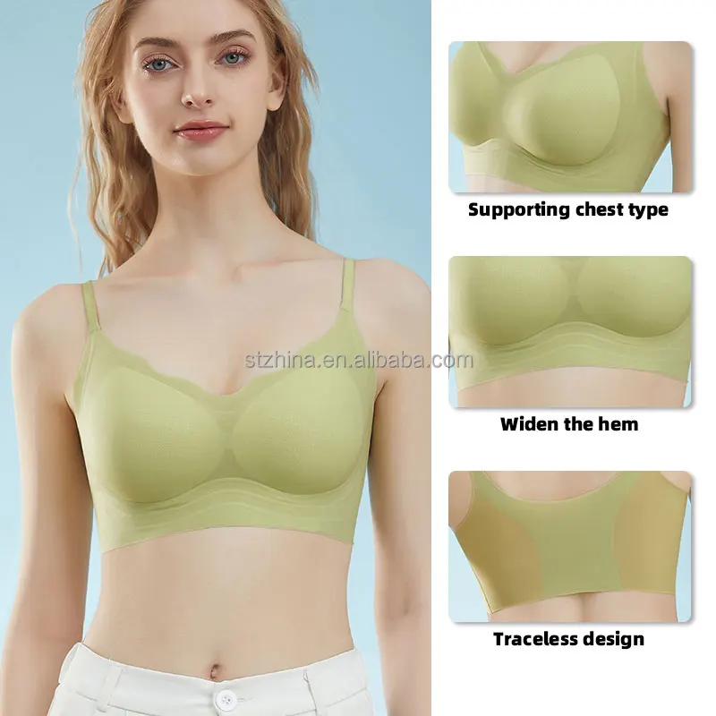 In Stock Summer Thin Ice Silk One-piece Breathable Bra Gather Comfortable Push up Breast Support Seamless Bra for Women