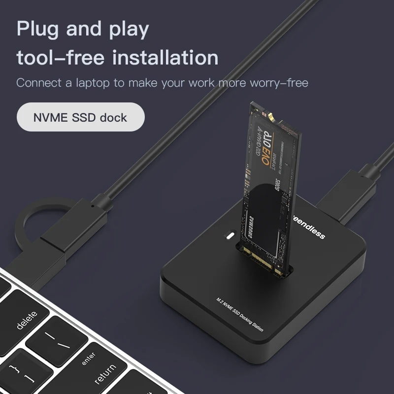 22110 m.2 ssd enclosure Type C Usb3.1 10Gbps M2 SSD Case NVME SATA 2 in 1 NGFF PCIe solid state drive ssd docking station