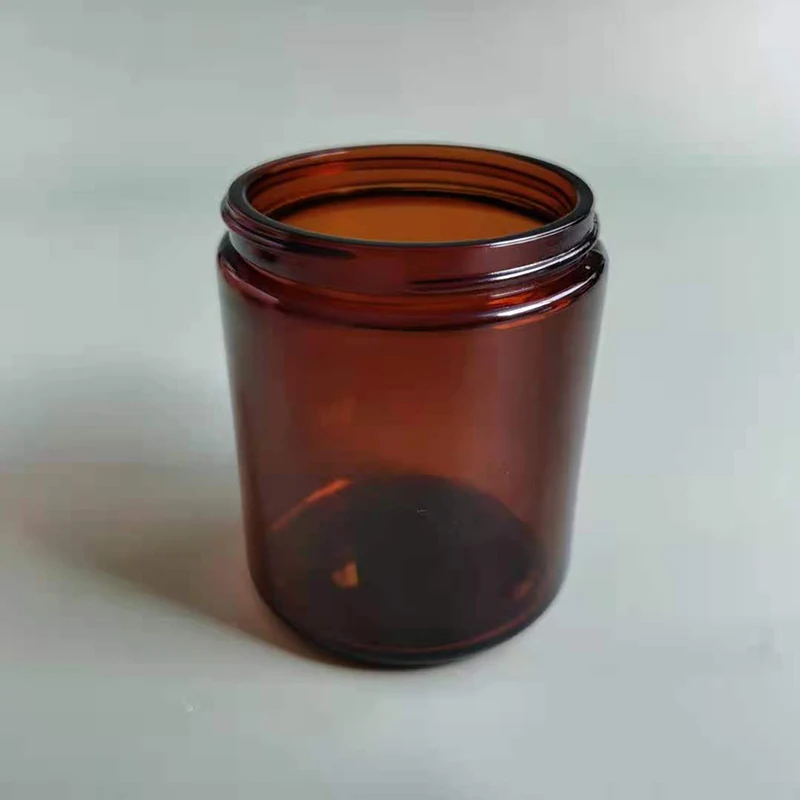 Оптовая Прямая сторона 9 унций Янтарная стеклянная банка для свечи
