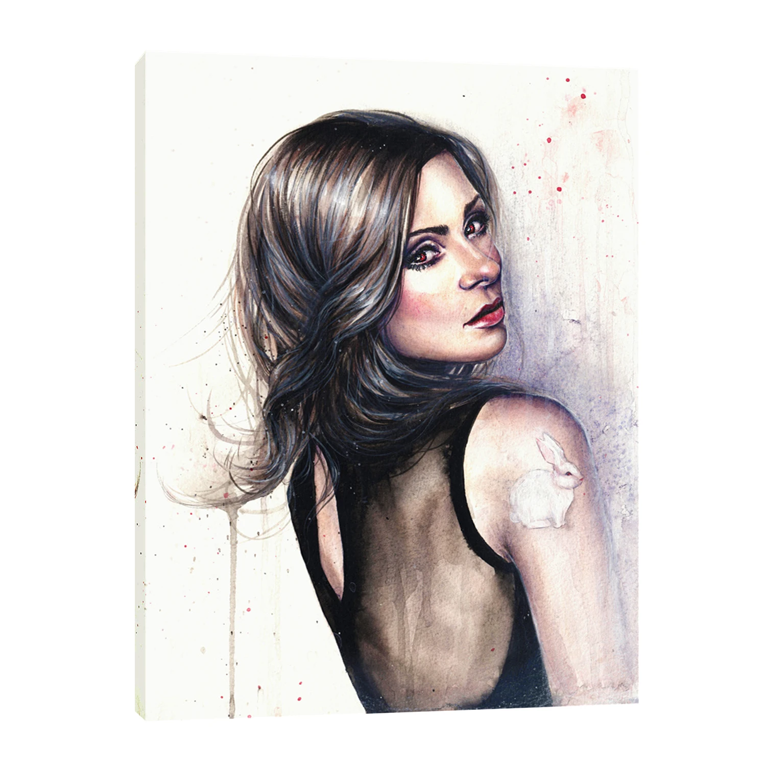 Beauty Girl with Beautiful Hair and Red Eyes Posters Picture Decor for Living Room Home Bedroom Prints Artworks Canvas Paintings