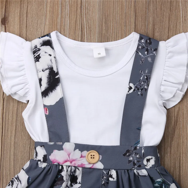 Summer 0-3yrs 2pcs rompers and florals set girls short mini skirt and top