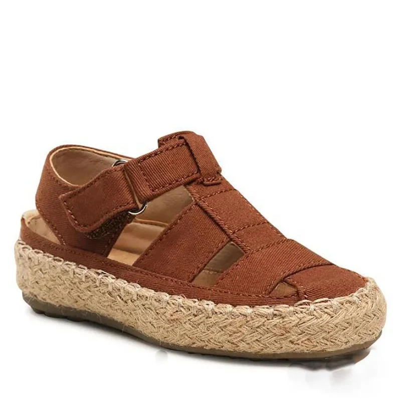kids fisherman shoes  new fashion flat-soled elastic straw knitted fisherman sandal kids sandals