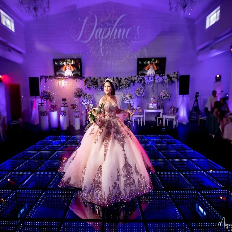 diy kids magnet light up led twinkle starlit 3d mirror dance floor platform for sale