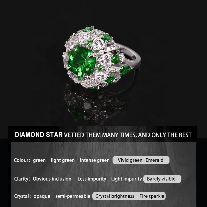 DiamondStar Emerald engagement ring White Gold Gemstone Rings emerald cut moissanite ring lab grown ruby