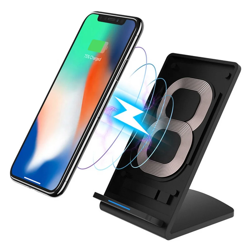 QI Fast charging H8 Dual 2 coils 10W wireless mobile phone Quick charger holder station stand for apple for samsung