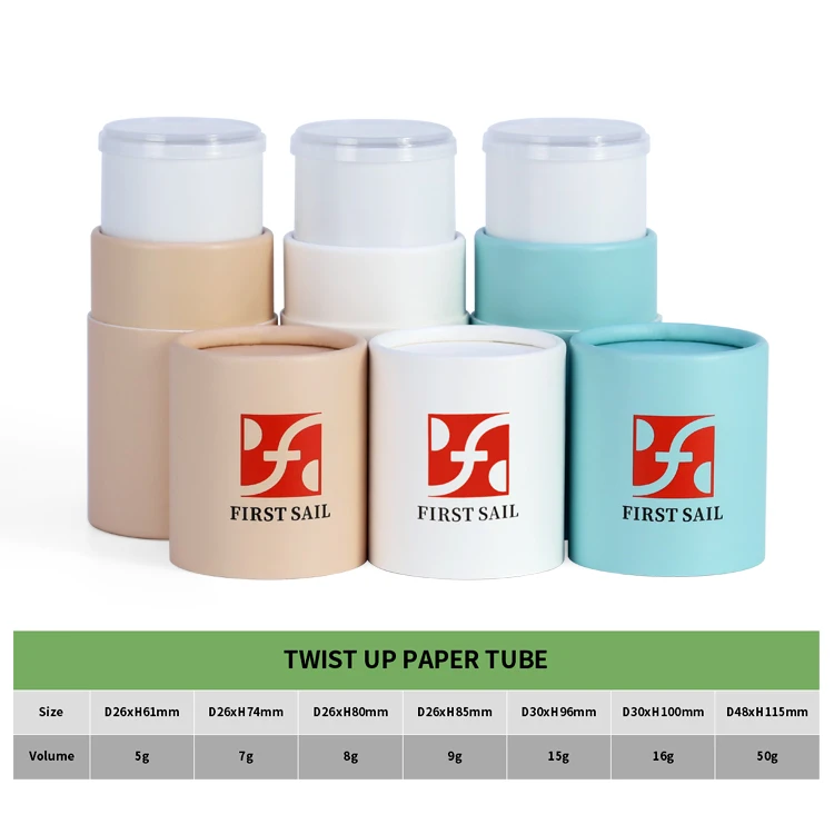 Body fragrance cardboard cylinder oval shape packing lip balm stick containers twist up paper tube packaging solid perfume box
