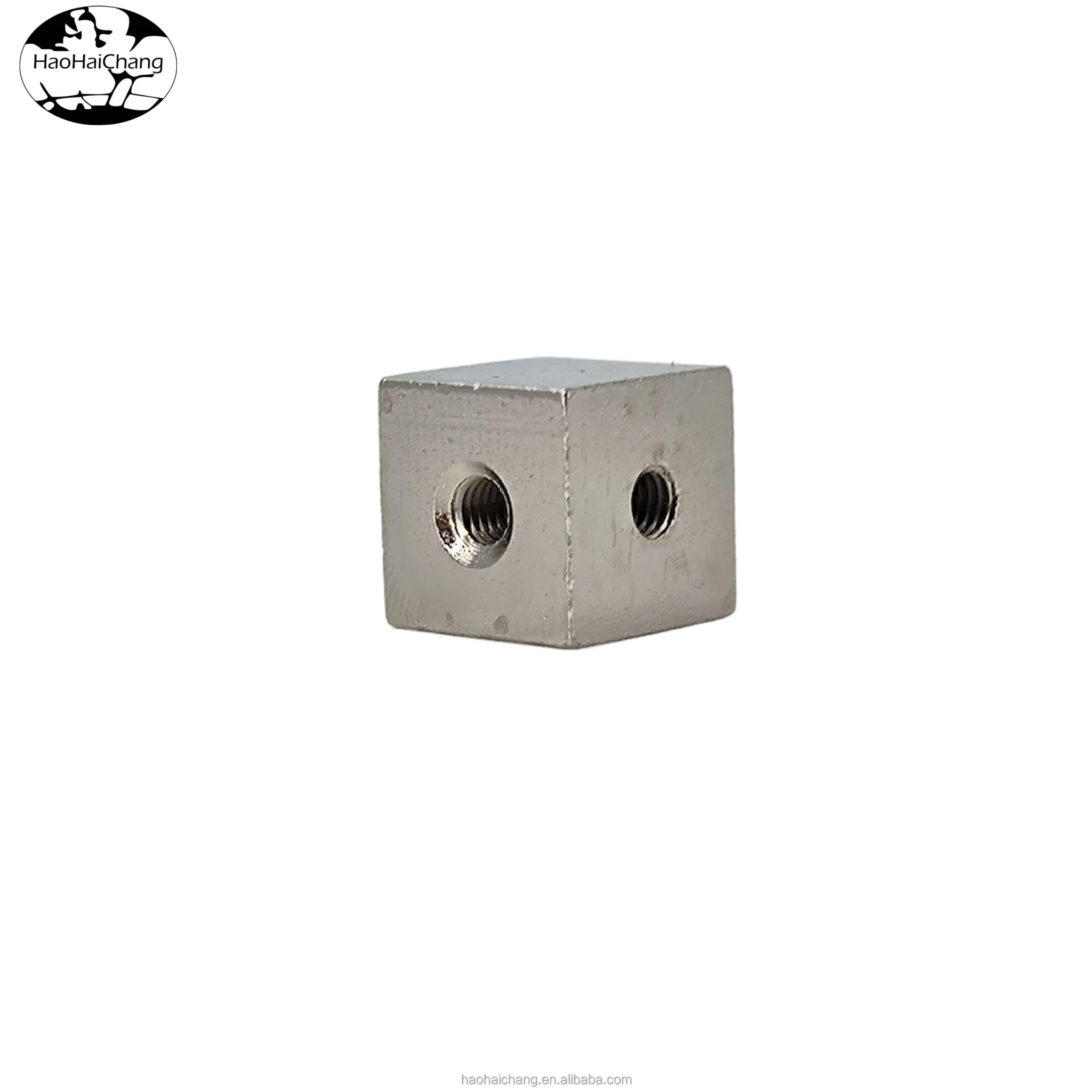 Automatic lathe processing customized non-standard connection fixed block M3 four hole cubic copper nut