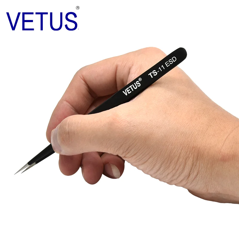 140mm Black ESD Plastic Antistatic Stainless Steel Tweezers /Vetus esd tweezers for workshop/Professional Repair Tool Tweezers