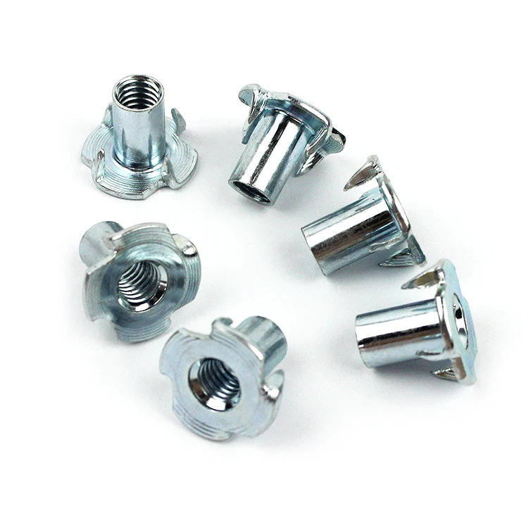 Zinc Plated Carbon Steel T-Nut 4 Pronged Tee Blind Nut Metric Certified Cap Eye T Heavy Hex round Coupling Nuts for Wood