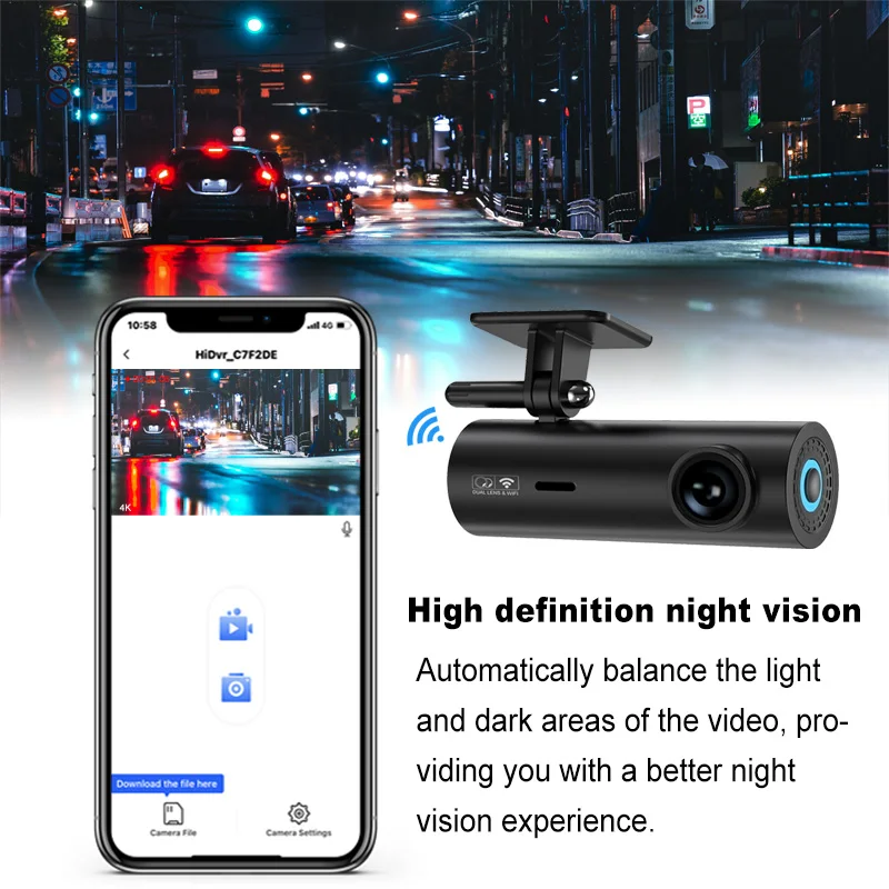 New mini dash camera 24 uur opname auto HD dual lens car dvr dashcam wifi 2K front and rear doble camara 2k +1080P wifi dash cam
