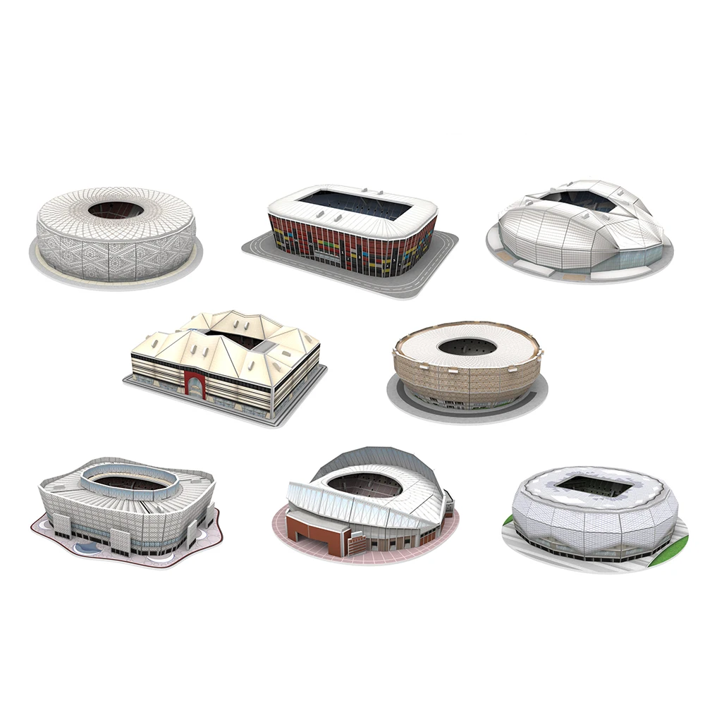 2022 souvenir gift 8 models mixed packaging football stadium 3d paper eps puzzle