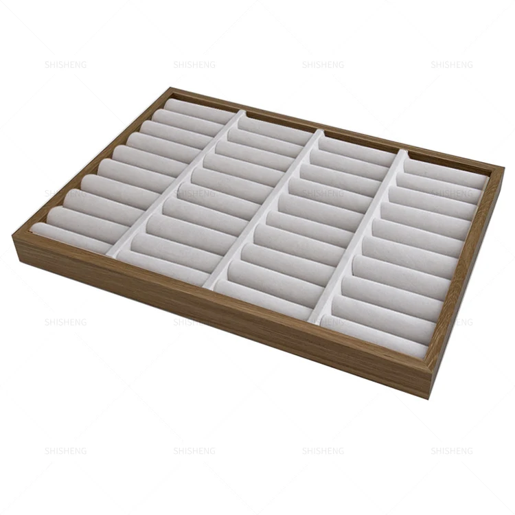 SHI SHENG Gray 36 Slot With Velvet Inserts Ring Bracelet Display Tray for Shop Showroom Home Selling Gift