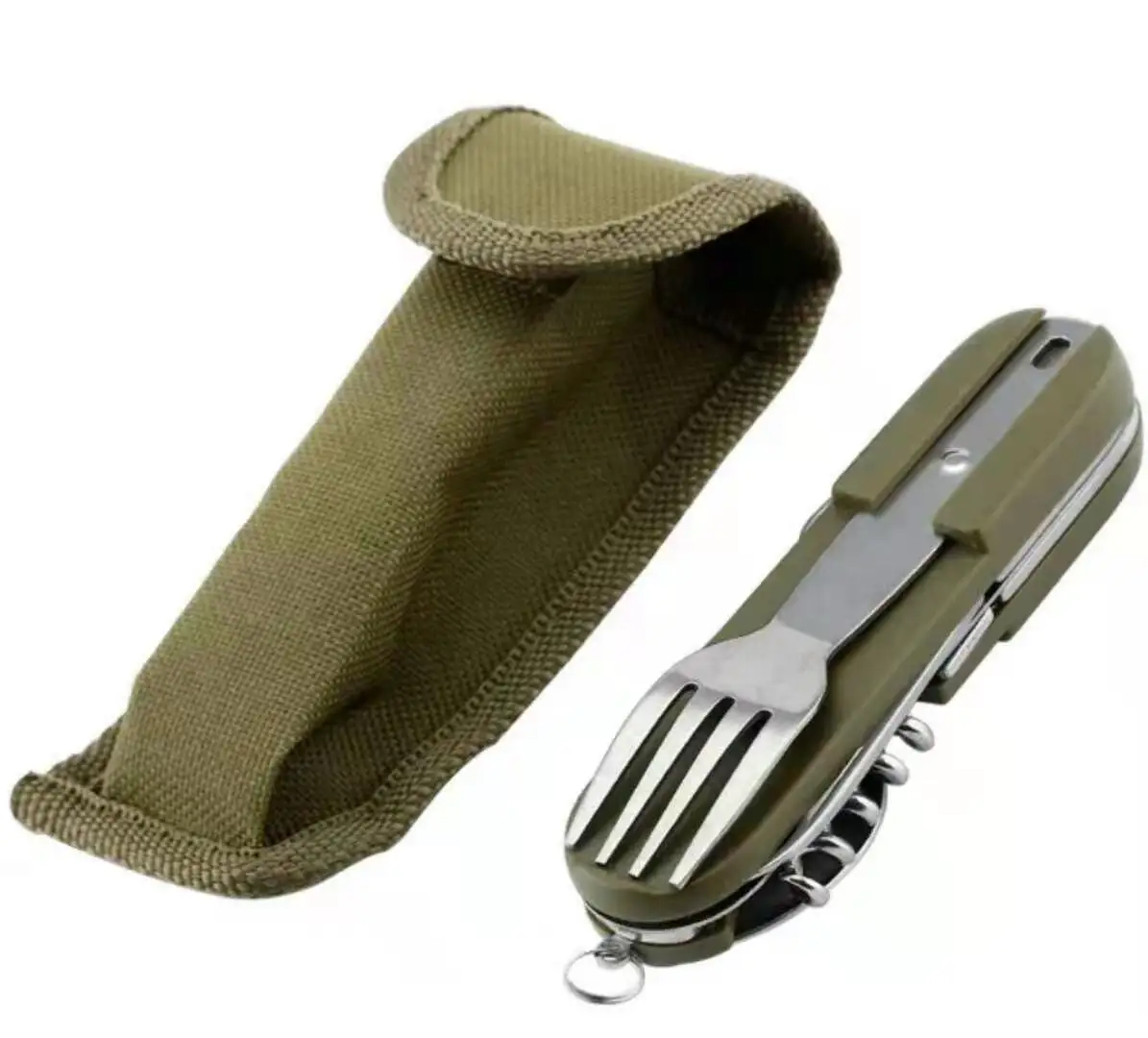 Innovation 7 in 1 Camping Mini Tableware Folding Spoon Fork Multi Function Tool Cutlery Gadget Item EDC Tools