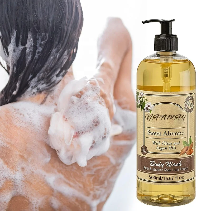 Sweet Almond with Olive and Argan Oils Shower Gel Cleanses the Skin and Removes Dirt and Impurities PH Balanced Body Wash