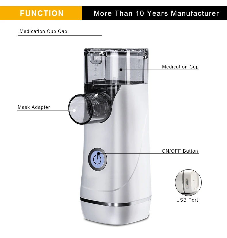 Mini Mesh Ultrasonic Nebulizer Inhalator Handheld Inhaler for Home Hospital Use